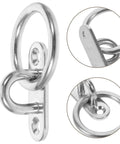 Top Shelf 4 Pack Marine Stainless Steel Pad Eye Plates With Round Ring Hooks M5 Thread heavy duty close-up of hook design.