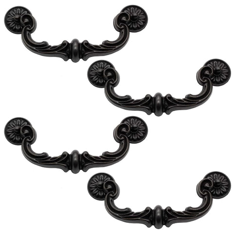 Set Of 4 Rustic Vintage Style Drop Down Bail Pull Handles With 151mm Hole Center And 185mm Total Length Made Of Zinc Alloy
