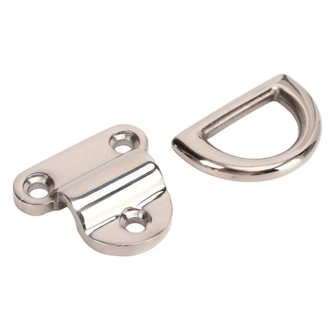 Stainless Steel Folding Pad Eyes D Rings Replacement Set For Marine Yacht Deck Hardware, Rustproof And Corrosion Resistant, polished finish