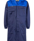 Mens Lab Coat For DIY Workshop Long Jacket With Durable Twill Concealed Button Front Side Vents And Easy Care Machine Washable Warehouse Ready Blue Size L
