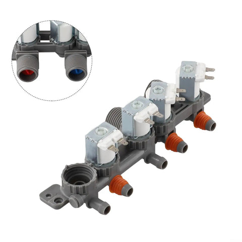 Washing Machine Inlet Solenoid Valve Replacement Kit Direct Fit Easy Install Reliable Water Flow Control For All Wash Cycles Durable Replacement Valve For Worn Or Faulty Units, 4-port grey plastic