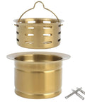 Gold Extended Sink Flange With Deep Basket Strainer for Kitchen Sink Drain, fits 3-1/2 inch openings, shown with screws
