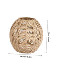 Khaki Rattan Pendant Lamp Shade With Hollow Basket Design For Bedroom Living Room Hallway Dining, round shape dimensions shown