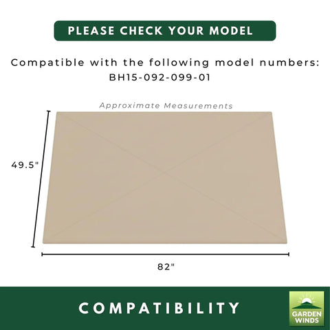Beefed Up RipLock 350 Replacement Canopy Top For Sullivan Point Swing BH15-092-099-01 Beige, size 82x49.5 inches.