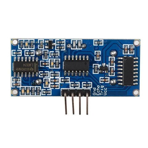 Front view of Dope HC SR04 Ultrasonic Sensor Module Kit With Three Pieces Plus Mounting Brackets And Cable Bundle For Precise Distance Sensing