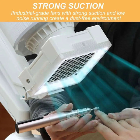 Top Shelf Desktop Vacuum Nail Dust Collector With Adjustable Stepless Suction And Bright LED Ring Ultra Quiet Salon staple extracting dust.