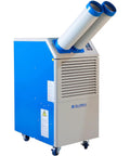 Built Rock Solid Water Cooled Portable Air Conditioner Dropping Legit 16000 Btu Chill For Shops Without Messy Vents Plus Heavy Duty Swivel Casters For Easy Rolling, showcasing dual exhaust tubes.