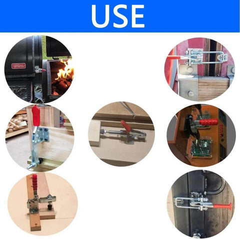 Various uses of the Heavy Duty Toggle Clamp With Quick Release For Woodworking And Welding, Pro Grade Built Tough 600 Lb Push Pull