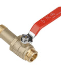 Lead Free Brass Water Heater Drain Valve With Full Port Flow For Faster Draining 3/4 MIP To 3/4 GHT Connection with long red handle