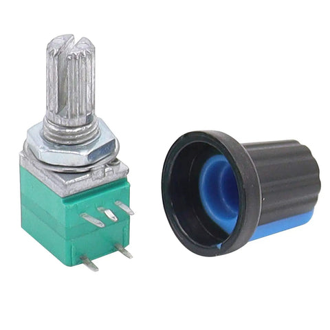 Pack Of 12 Dope Single Linear Rotary Potentiometers With Switch Two Of Each 5K 10K 20K 50K 100K 500K Ohms Knurled Shaft