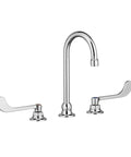 Monterrey 8-Inch Widespread Gooseneck Bathroom Faucet polished chrome solid brass construction, ceramic disc valve.