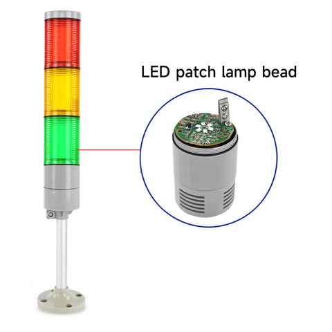 Beefy IP65 Waterproof LED Stack Light With Round Bottom Base Three Layer Signal Tower In Red Yellow Green 24V DC Machine Warning Light For Industrial Equipment And Emergency Alerts