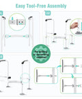 Easy assembly of Heavy Duty Toilet Safety Rail For Elderly with adjustable height and width anti-slip grab bar with non-slip mat.
