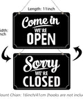 Open Closed Sign Set With Business Hours Flip Sign For Window And Door Includes Vinyl Sticker Pack Eye Catching Open For Biz And Closed Messages Perfect For Store Restaurant Or Bar Black - Dual-sided with dimensions, no hooks
