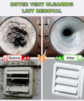 Before and after effects of Two Piece Must Have Handy Dryer Vent Cleaner Kit With Vacuum Attachments for lint removal