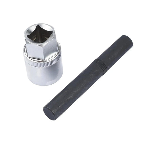Premium 32Pcs Wheel Locking Nut Key Kit For Mercedes Benz And More Anti-Theft Lug Removal Tool Set Spline Adapter Socket With Versatile Design To Keep Your Rims Safe And Stop Thefts From Happening, chrome socket and black punch tool