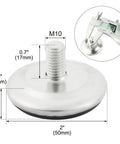 Rock Solid M10x17mm Screw Adjustable Leveling Feet 10 Piece Pack Tough As Nails Heavy Duty Furniture Glide Mount with rubber base.