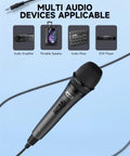 Wired Handheld Cardioid Vocal Microphone for Singing and Live Performances, durable metal XLR mic shown with compatible audio devices.