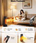 Indoor 1500W Ceramic Space Heater With Thermostat, Quiet Portable Desk Heater in living room, LED display, 24 Hour Timer, 16 Inch