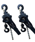 Two Tough Lever Chain Hoists 2200 Lbs Capacity Each 5 Foot Lift Set Of Two 1 Ton Portable Hoists For Garage Warehouse And Auto Shop