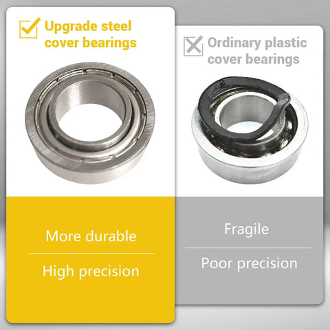 Steel vs plastic cover bearings comparison for 4 Pack Front Wheel Bushing To Bearing Conversion Kit 9040H For Lawn Mowers Compatible With John Deere