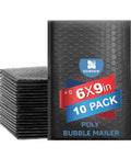 Water Resistant Bubble Mailers 6x9 Inch Size Zero Black Poly Padded Self Sealing Envelopes Pack Of 10 Cushioned Shipping Bags