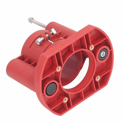 Precision Woodworking Router Lift Base With 46Mm Adjustable Height Smooth Milling Table Riser for 63 to 65Mm motors, red ABS material.