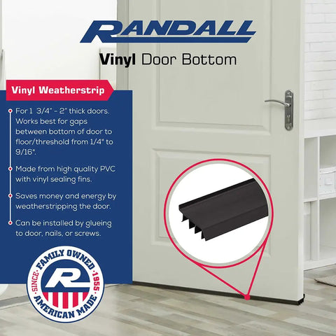 Vinyl Door Bottom Weatherstrip For Doors Between One And Two Inches Thick Four Foot Brown With Easy Install Built In Drip Cap Fits Gaps