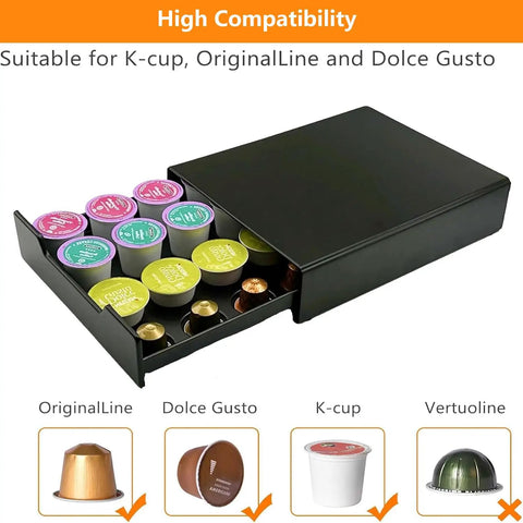 Stash Your Coffee With This Space Saving K Cup Pod Drawer Organizer For 20 Pods Fits Nespresso Dolce Gusto And K Cup Capsules