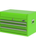 26 Inch Top Tool Chest With 3 Drawers And Lockable Lid, 18 Gauge Steel, Lime Green Finish, Heavy Duty Garage Storage Chest For Tools