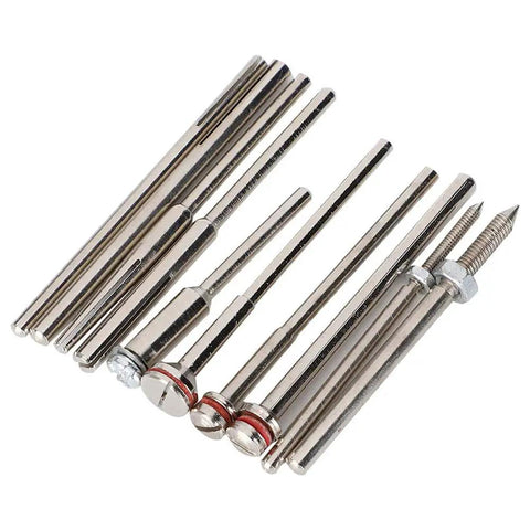 Heavy Duty Sandpaper Clamp Bar 10 Pack Metal Clamp Rod For Grinding Wheel Chuck Secure Grip tools lined up on white background
