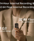 Plug-And-Play All In One Wireless Microphone System With 2 Transmitters And 1 Receiver, held in hand, features 8GB storage.