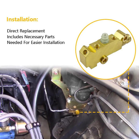 Heavy Duty Brass Brake Proportioning Valve keeps line pressure rock solid for four wheel disc systems in car engine.