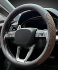 Kick It Up A Notch With Premium Nappa Leather Steering Wheel Cover Boasting Sharp Diamond Quilting for a grippy nonslip feel.