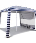 8x8 Ft Large Beach Cabana Tent With UPF 50+ Sun Shield And 99.9 Percent UV Block For 6 To 8 People with side wall view.