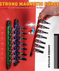 Pro Grade 21-Piece Hex And Torx Socket Set With Magnetic Rail Organizer on red metal surface