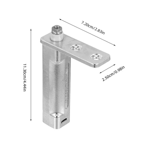 Kickass Replaceable Stainless Steel Freezer Door Hinge Anti-Rust Replacement For Small Refrigerator Model HW-02, shown with measurements.
