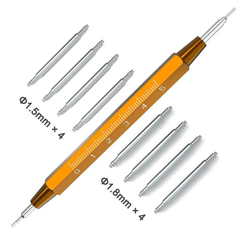 Pro Grade Watch Pin And Spring Bar Tool Set With Four Heavy Duty 1.8mm Spring Bars And Four Stainless Steel 1.5mm Pins For 20mm Lug Width Replacement And Quick Strap Swaps Like A Boss On Any Standard Sized Watch