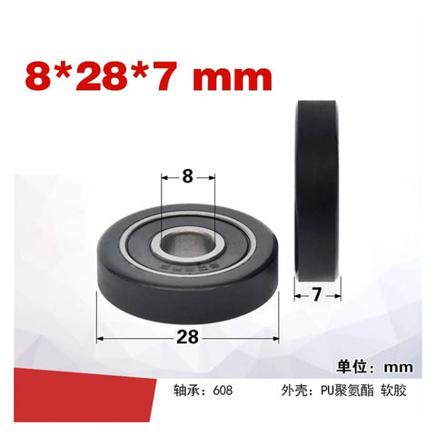 Solid PU Polyurethane Roller Bearing With External M8 M6 Thread And Soft Rubber Coating For Skateboards Doors And Industrial Motor Conveyor Wheels Hella Durable With Super Smooth Rolling Experience Everyday