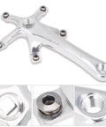 Universal 170mm Aluminum Crank Arm Set Dope Lightweight Hollow Design Single Crankset Repair Parts 130mm BCD For Mountain And Road Bikes Tough Alloy Construction Easy Install Durable Crank Arms silver alloy crank arm set close-up