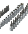 34-Piece Socket Set With Male Female And E-Security Bits Chrome Vanadium Steel Drive Tool Kit For T10 To T60 And E4 To E20