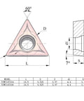 Technical diagram of 20 Piece TCMT16T304 Carbide Turning Inserts for CNC Lathe Tools, showing dimensions and angles.