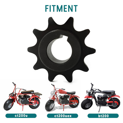 Jackshaft Chain Sprocket Ten Tooth Five Eighth Inch Bore Three Sixteenth Inch Keyway Fits Coleman CT200U EX BT200X CT200U Trail Mini Bike Front Sprocket 40 41 420 Chain Drop-In