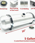 Aluminum Fuel Tank 5 Gallon For Cars And Hot Rods 8x24 Inch Center Fill One Quarter Inch NPT Outlet Gas Tank with brackets