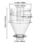 Top Shelf Cyclone Dust Separator With Slick Clear Lid And 4 Inch Adapter For Shop Vacuums Fits 5 To 10 Gallon Tanks, clear cone shape.