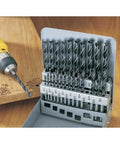 Top Shelf Brad Point Drill Bit Set For Woodworking Includes 25 Precision Bits Ranging From 1/8 To 1/2 Inch With Heavy Duty Steel Carrier.