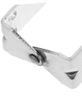 Heavy Duty Steel U Shaped Mounting Braces For Commercial Ovens And Cabinetry, silver zinc plated with hinge detail.