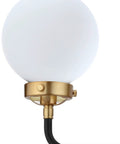 Close-up of 22 Inch Brass Gold Black White 3 Light LED Wall Sconce Vanity Lighting With Clear Glass Globe Shades For Bathroom Mirror