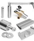 Top Shelf Woodturning Lathe Tool Rest Sharpening System Kit For Wood Chisels Grinding Jig With CBN Wheel Mount Uses One Eight Thread And Five Eighth Bore Setup For Dead On Precision Every Day, includes metal components.