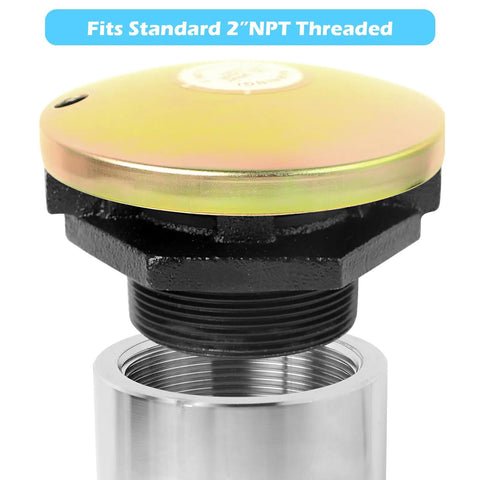 Vented Diesel Transfer Tank Cap With Threaded Neck And Two Inch Base For Easy Fuel Venting Gas Fill Lid Two Inch NPT Bung Fit